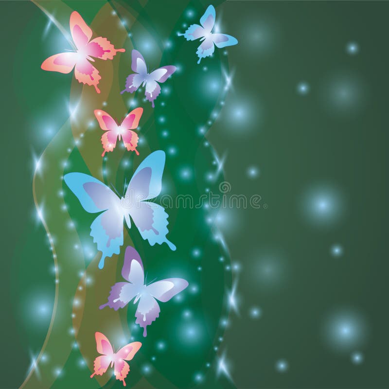 Shining Colorful Background With Butterflies Stock Vector - Illustration Of  Curl, Fauna: 23288284