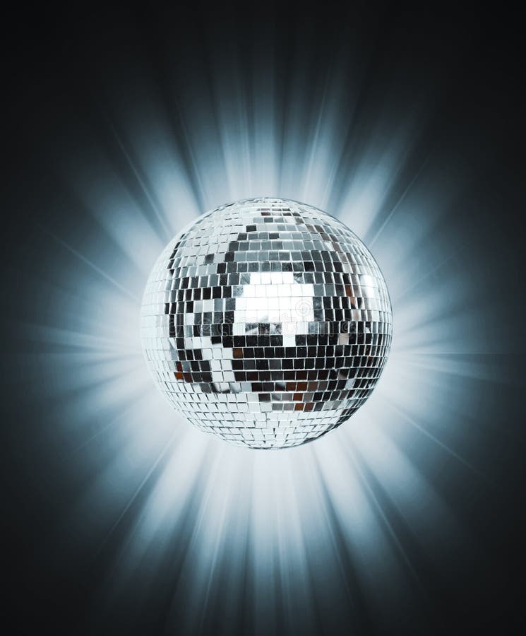 Shining Disco Ball on Blue Background Light Stock Photo Image of