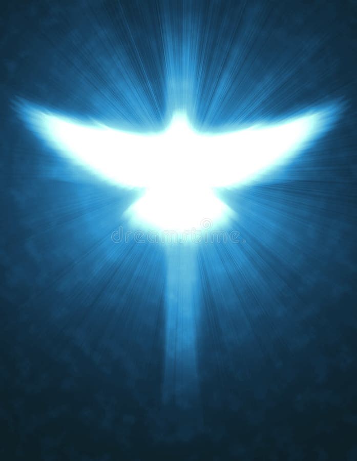 Shining dove with rays on a dark