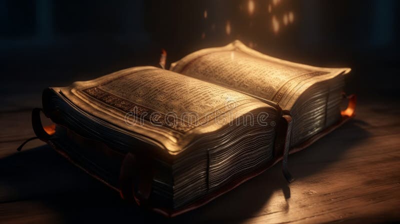 Shining Holy Bible - Ancient Book. Generative AI stock illustration
