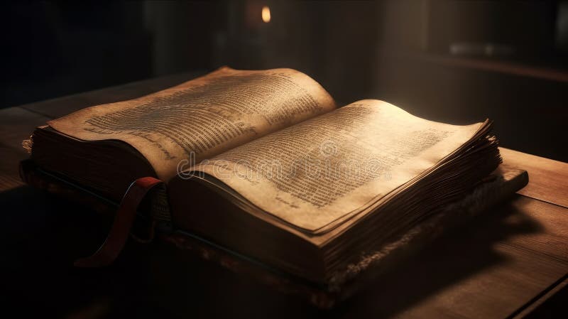 Shining Holy Bible - Ancient Book. Generative AI stock illustration