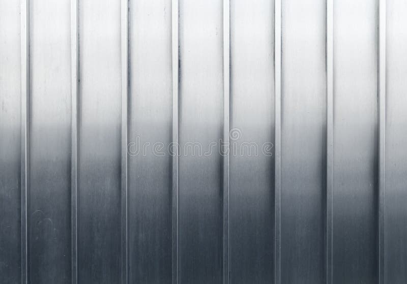 Shining metal wall with stiffening structure lines