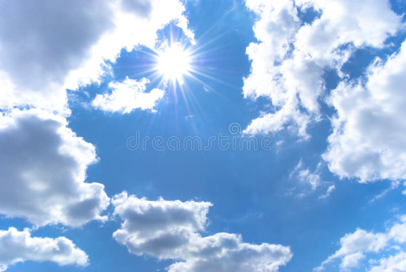 Shining sun among the blue sky