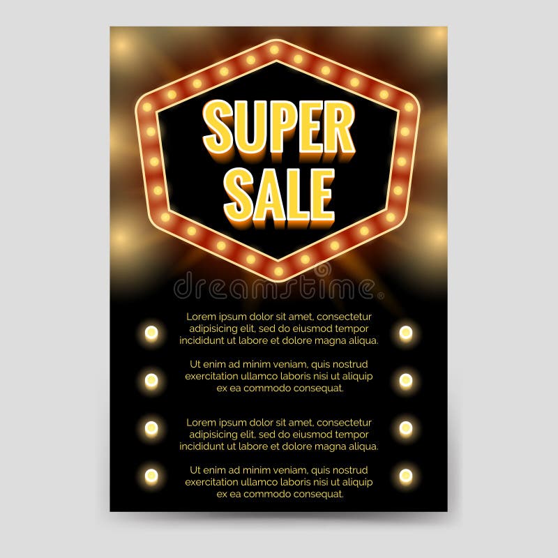 Shining super sale brochure flyer template stock illustration Shining super sale brochure flyer template stock illustration