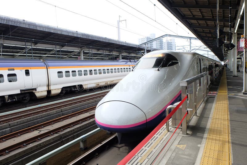 Shinkansen, Japan Railways. Shinkansen is the term used to describe bullet trains in Japan and it literally means “new trunk line.” Sometimes referred to as stock photo Shinkansen, Japan Railways. Shinkansen is the term used to describe bullet trains in Japan and it literally means “new trunk line.” Sometimes referred to as stock photo