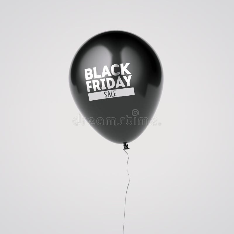 Balloon with black friday sale sign. 3d rendering stock illustration Balloon with black friday sale sign. 3d rendering stock illustration