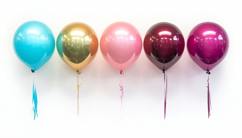 Shiny Balloons Party Decoration Festive Colorful Pink Gold Teal Purple Celebration air event happy image latex stock illustration