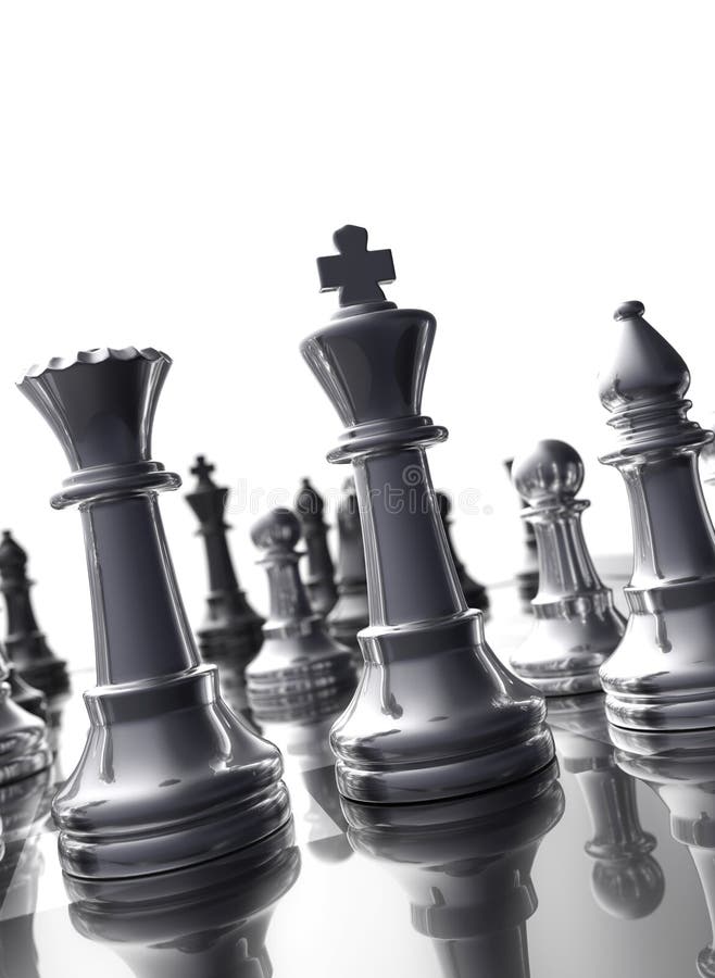Shiny Black King And Queen Chess Pieces Stock Image Image Of