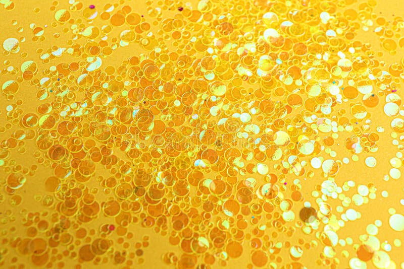 Shiny Bright Golden Glitter on Yellow Background Stock Image Image of