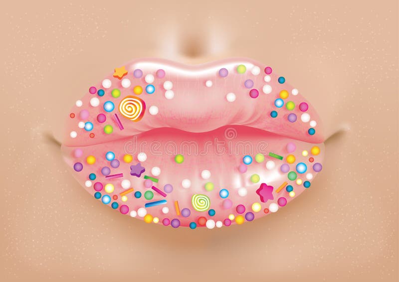 Shiny candy lips stock vector. Illustration of glamour 69963474