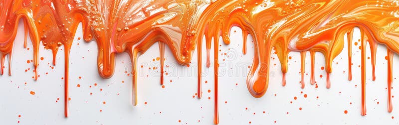 Vopsea acrilică lucioasă din cupru care curge în jos pe fond alb, cu textură lichidă strălucitoare abstractă în artă digitală royalty free illustration