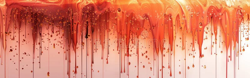 Vopsea acrilică lucioasă din cupru care curge în jos pe fond alb, cu textură lichidă strălucitoare abstractă în artă digitală stock illustration