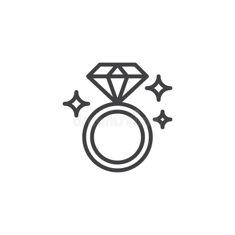 Diamond ring outline icon stock vector. Illustration of perfect - 132249151
