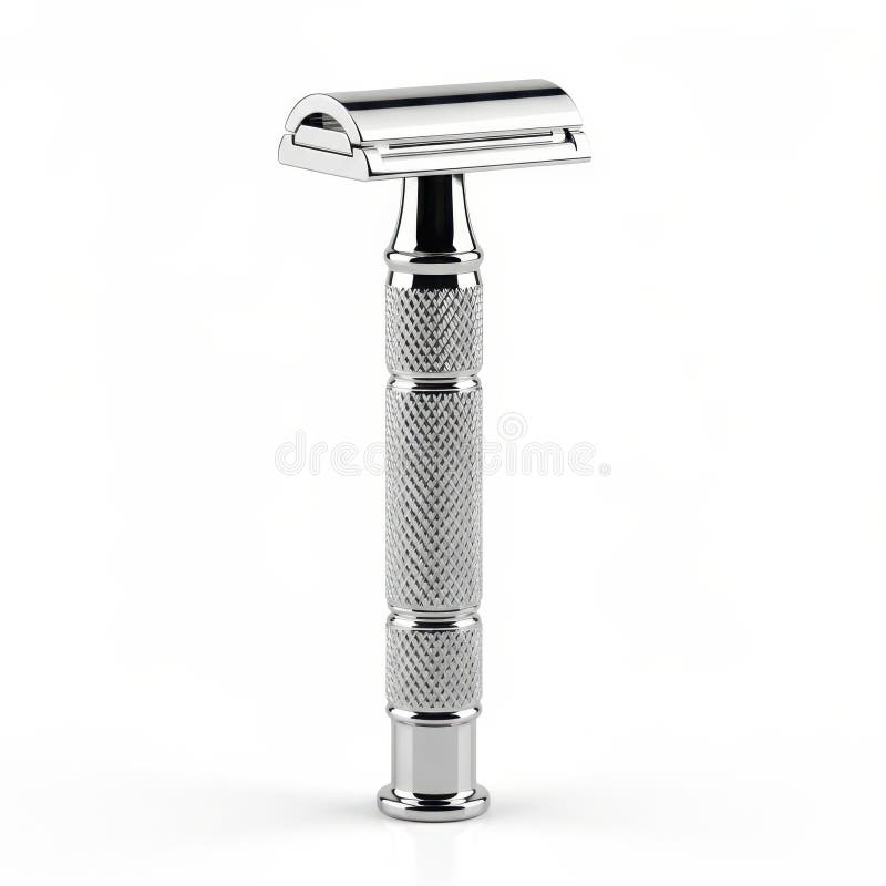 A shiny double edge safety razor for shaving purposes only for men stock illustration