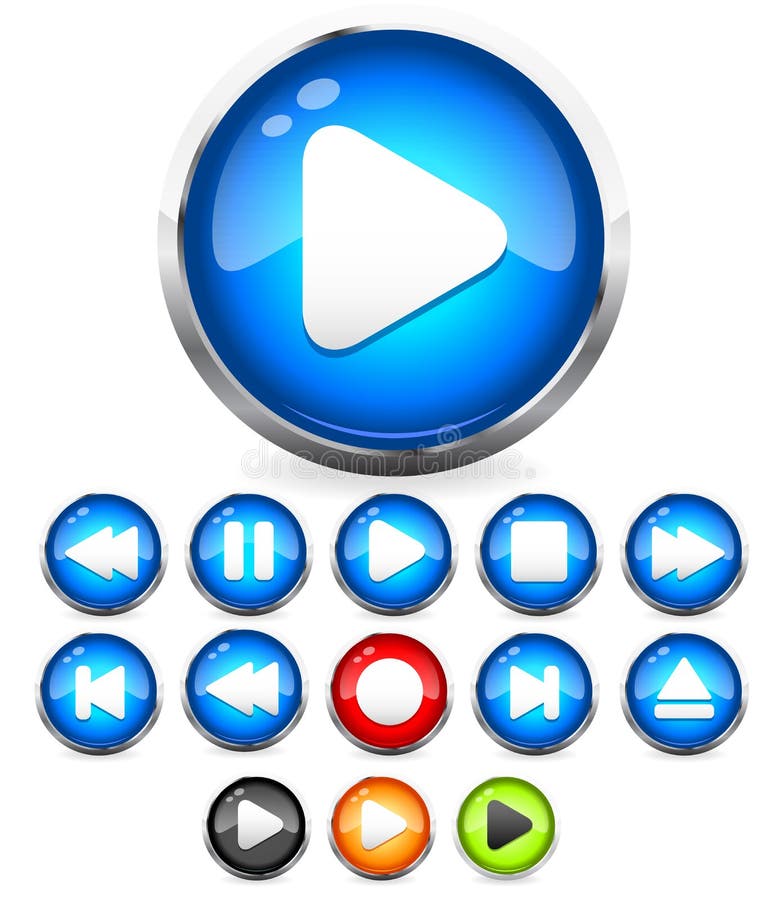 Shiny EPS10 Audio buttons /play button, stop, rec, rewind, eject, next, previous buttons