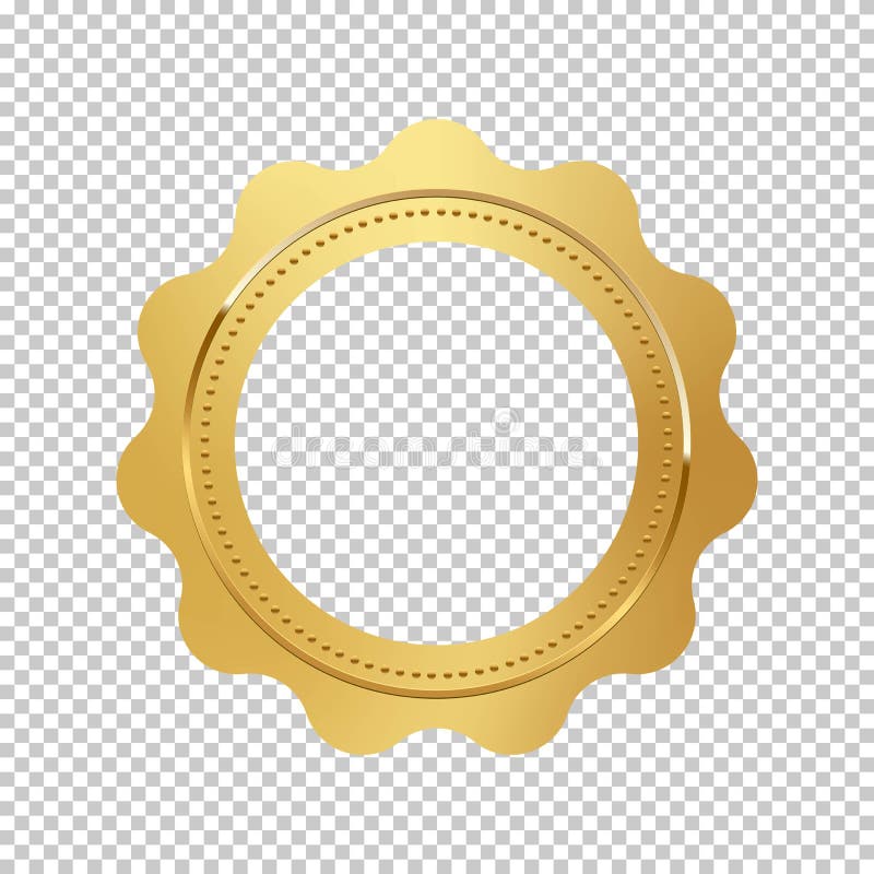 Shiny glowing round golden seal with empty space inside for text. Vector design element. vector illustration
