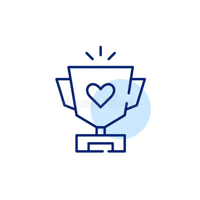 Shiny goblet prize for the winner with heart on it. Pixel perfect, editable stroke line icon vector illustration Shiny goblet prize for the winner with heart on it. Pixel perfect, editable stroke line icon vector illustration