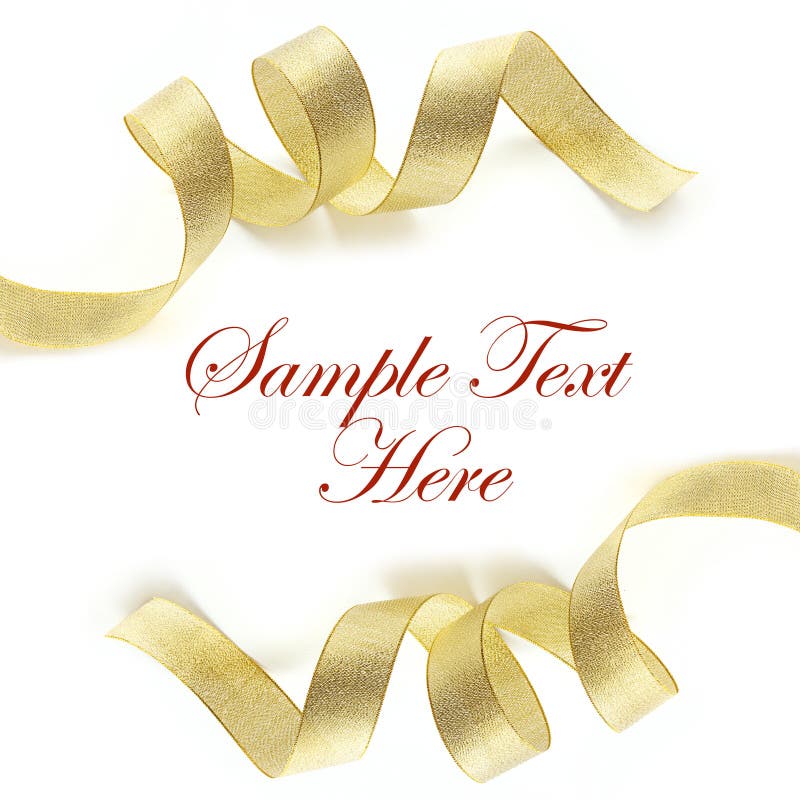 Shiny gold satin ribbon on white background royalty free stock image