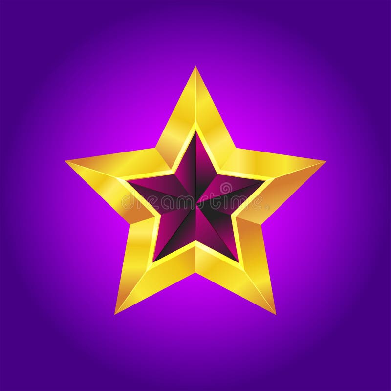 Shiny Gold Star. Christmas Illustration for design on white background vector illustration