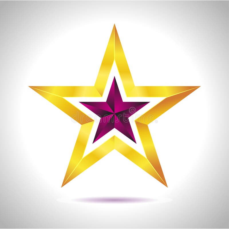 Shiny Gold Star. Christmas Illustration for design on white background stock illustration