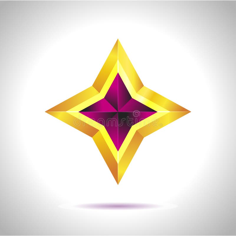 Shiny Gold Star. Christmas Illustration for design on white background stock illustration