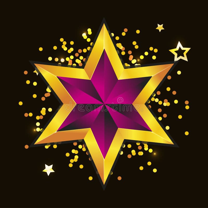 Shiny Gold Star. Christmas Illustration for design on white background stock illustration