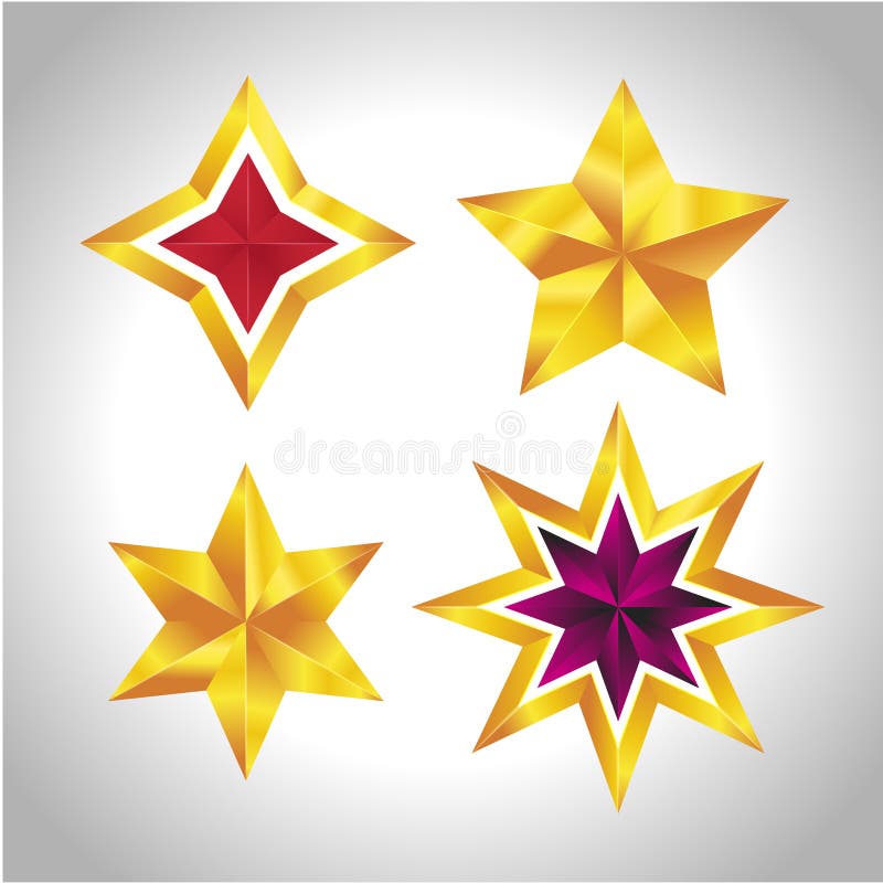 Shiny Gold Star. Christmas Illustration for design on white background vector illustration