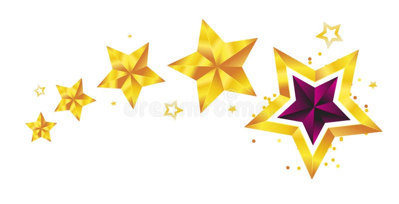 Shiny Gold Star. Christmas Illustration for design on white background stock illustration
