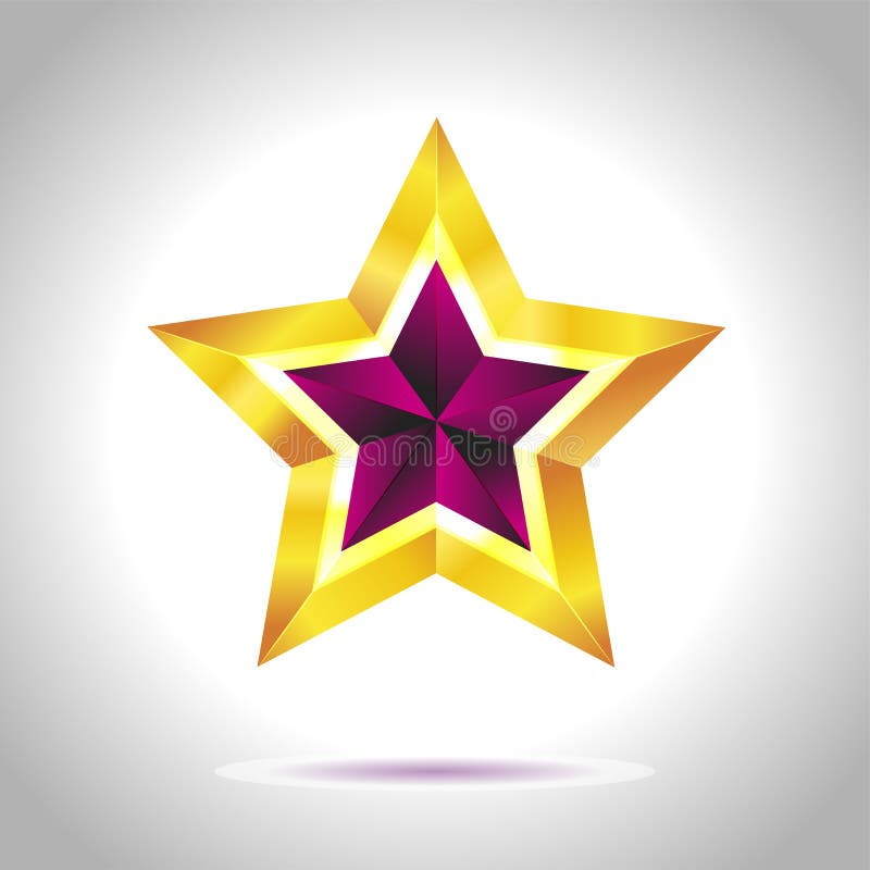 Shiny Gold Star. Christmas Illustration for design on white background vector illustration