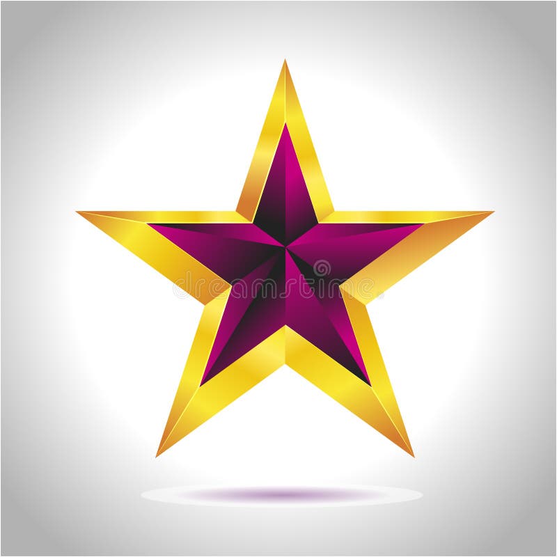 Shiny Gold Star. Christmas Illustration for design on white background royalty free illustration