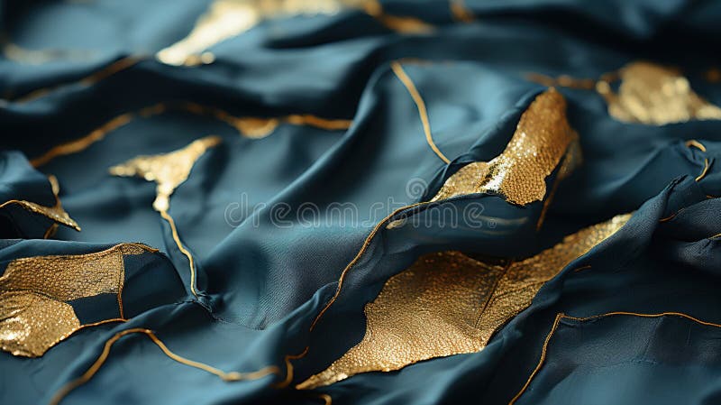 Shiny Gold Texture Ripped Torn Paper Against Black Background royalty free illustration
