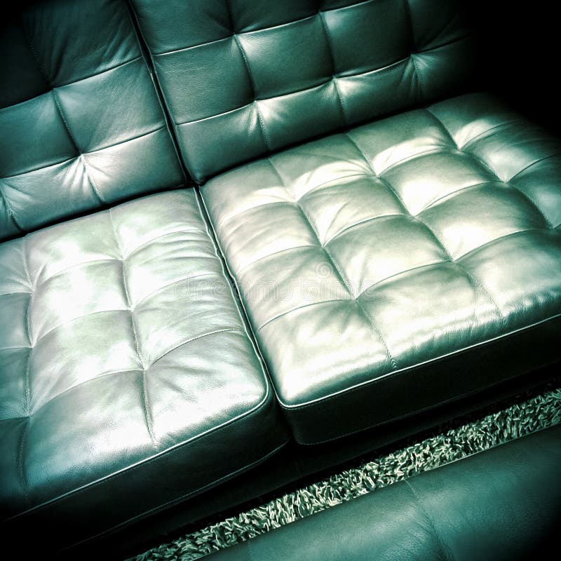 Shiny leather sofa stock photo. Image of black, green 41212524