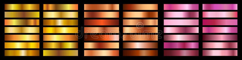 Shiny metallic gradient texture, gold, bronze, yellow and rose gold steel background stock illustration