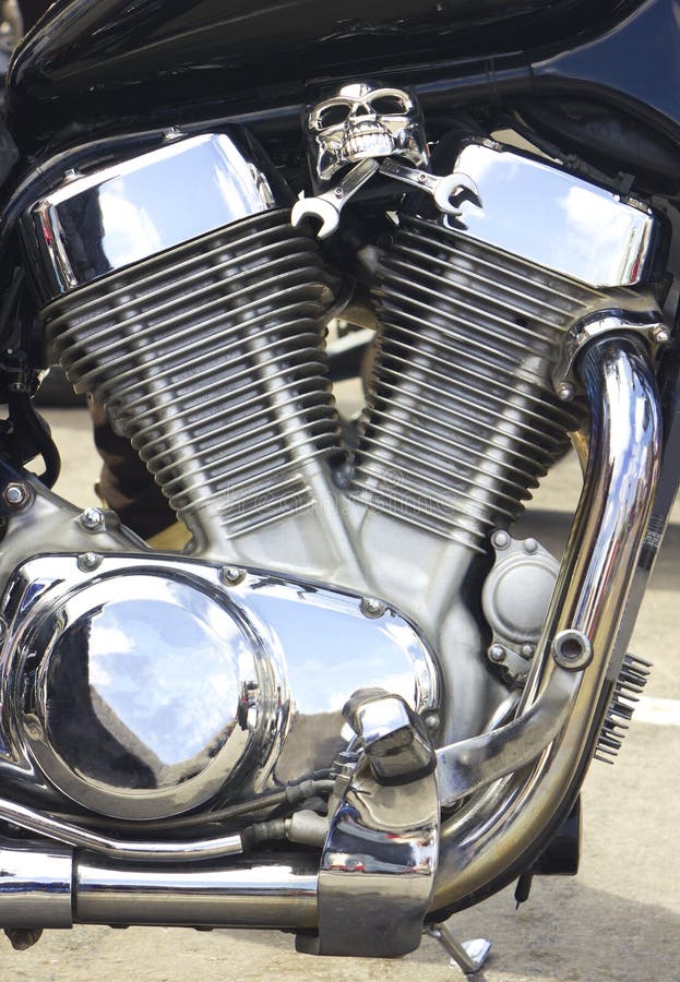 Shiny Motorcycle Engine with Decoration Stock Photo Image of power