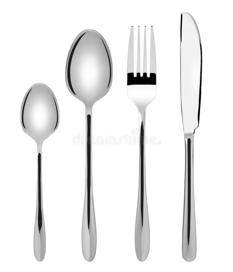 Shiny new cutlery set stock photography