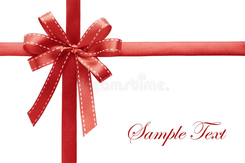 Shiny red satin ribbon on white background