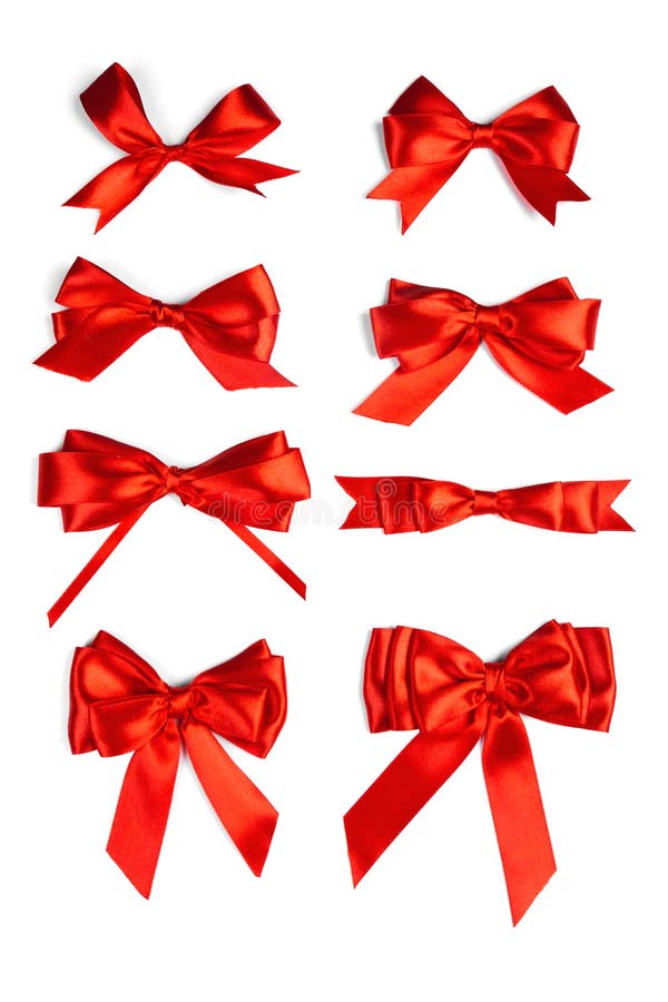 Red ribbon bow isolated on white background. Studio shot. Background package pattern stock images, royalty-free photos and pictures