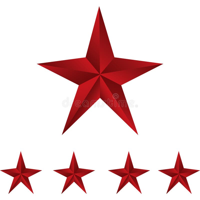 Shiny Red Stars. Form of first. Illustration for design on white background stock illustration