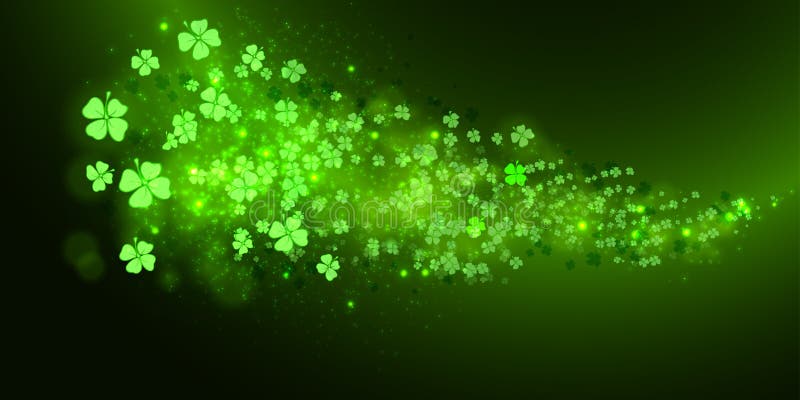 Shiny shamrock background with sparkle and bokeh