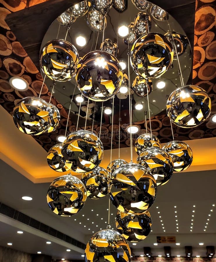 Shiny Silver Decorative Hanging Balls Stock Photo Image of round