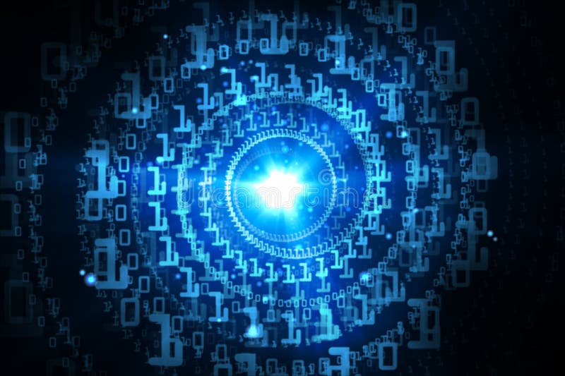 Shiny spiral of binary code vector illustration