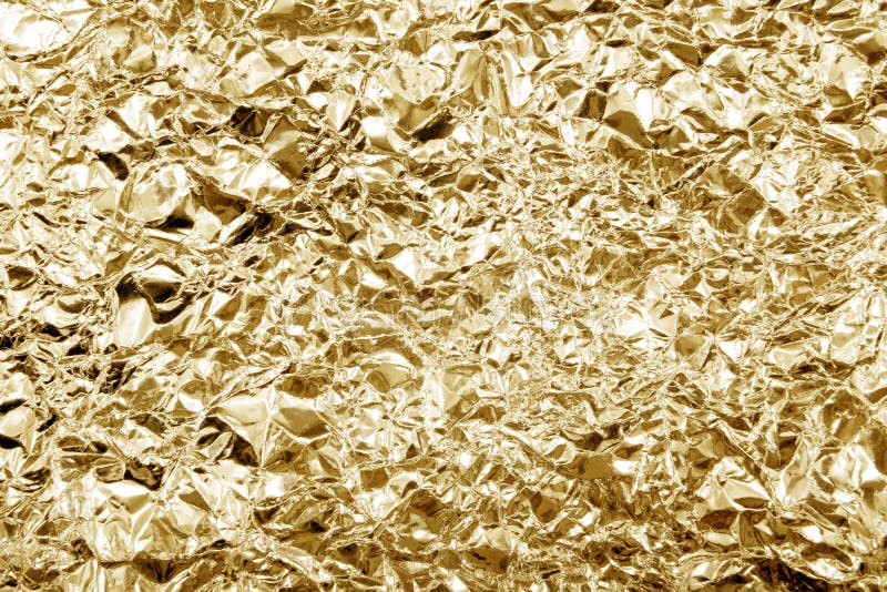 Gold Wrinkle Aluminum Foil Background Texture Stock Photo