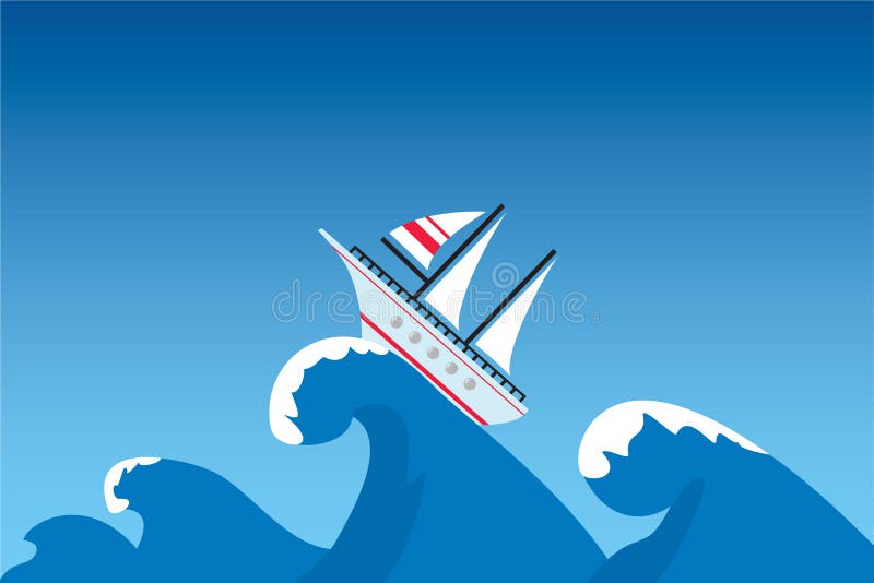 Loď, na vlnu, ilustrácie.