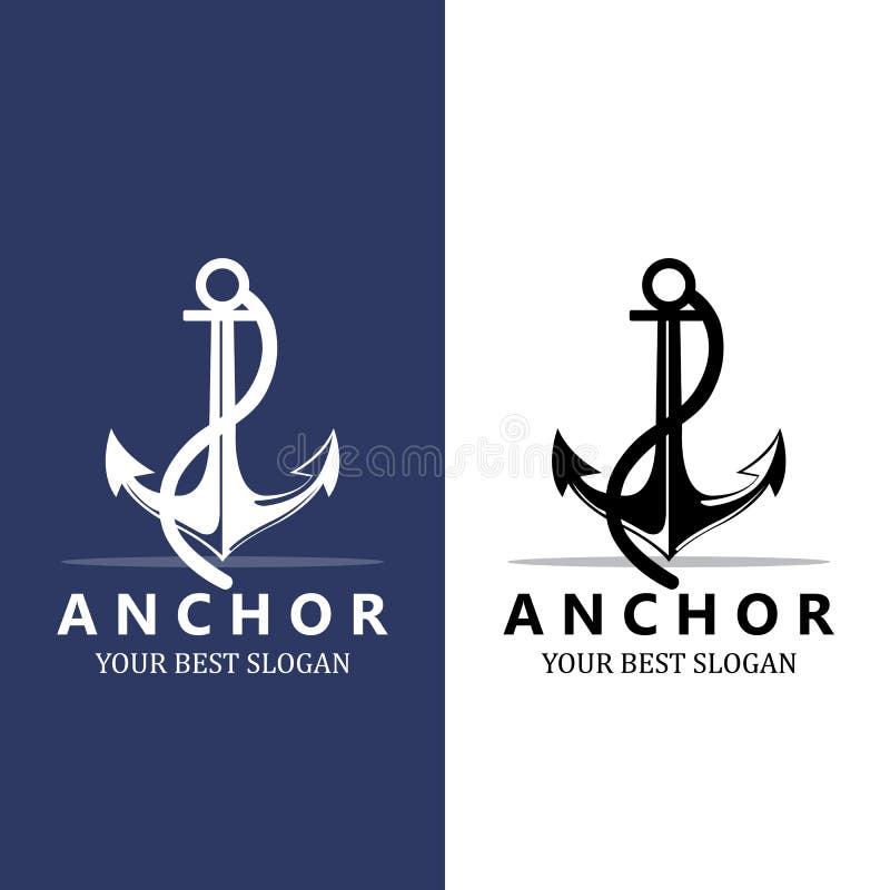Ship Anchor Logo Icon Vector, Port, Retro Design Illustration Stock