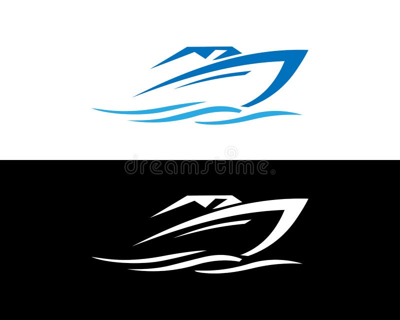 Ship and boat yacht with sailing logo design