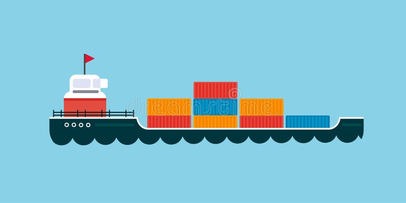 Ship cargo sea transportation vector illustration.