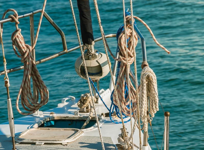 Ship deck with ropes