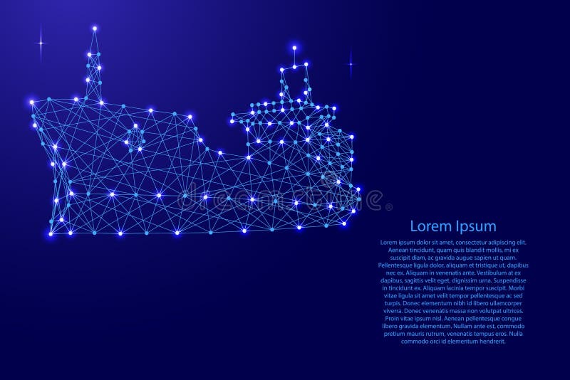 Ship dry cargo vessel from futuristic polygonal blue lines and g