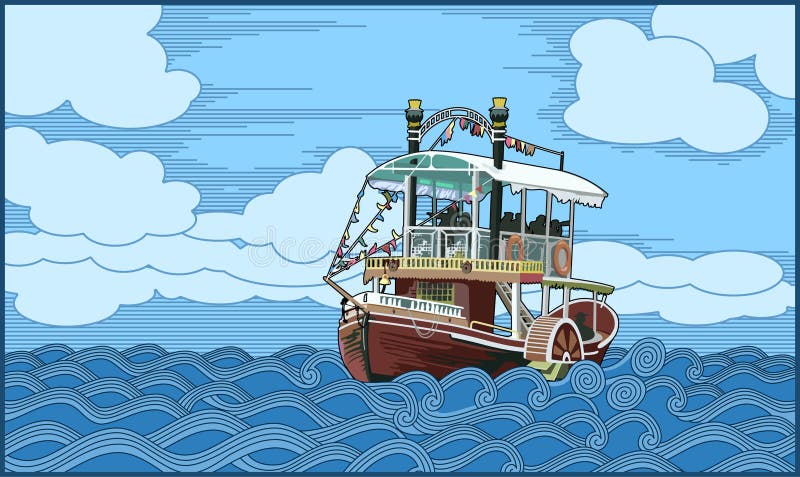 Ship (paddle-boat) stock vector. Illustration of picture 