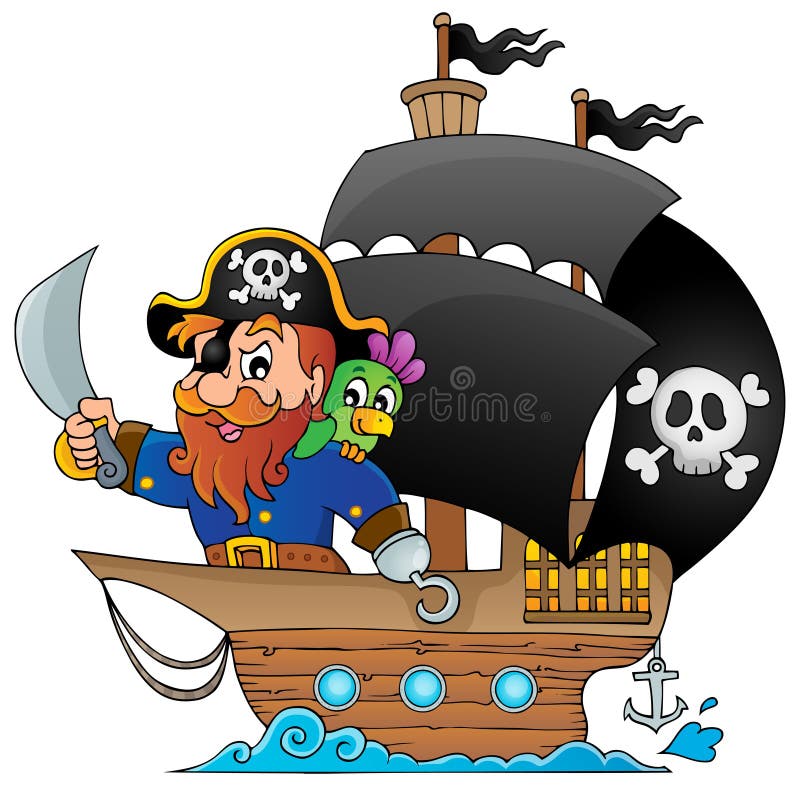 Ship with pirate 1 stock vector. Illustration of draw - 39157772